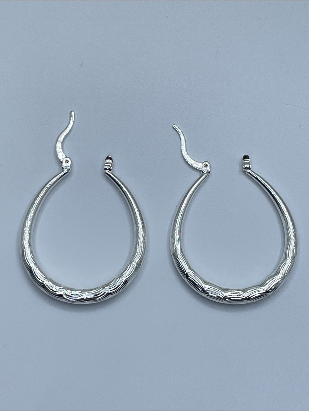 Silver Textured Hoop Earrings Modern Chunky Statement New Boho